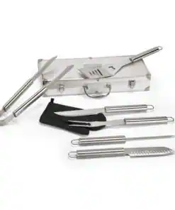 Kit churrasco 6 peças em estojo de alumínio.