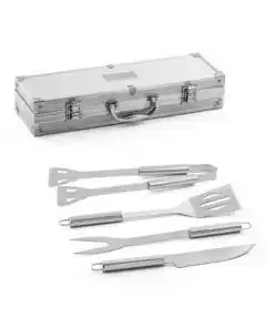 Kit churrasco 4 peças em estojo de alumínio