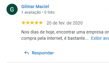 Avaliações positivas no google
