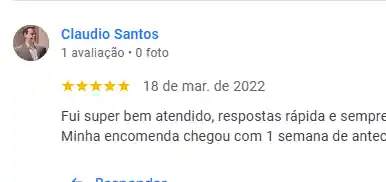 Avaliações positivas no google