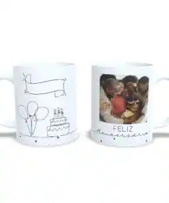 Caneca: "Feliz Aniversario Entre Linhas"
